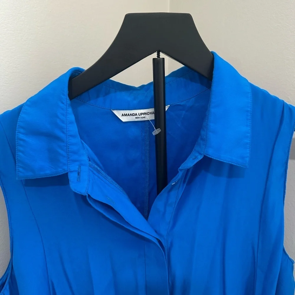 Amanda Uprichard Royal Blue Collared Mini Dress 100% Silk - Picture 15 of 16